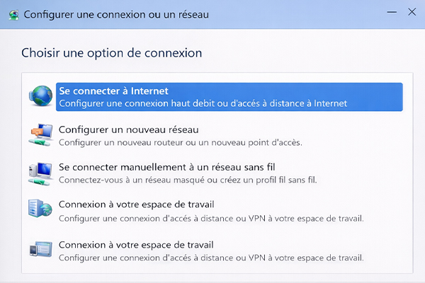 Connexion réseau configurée