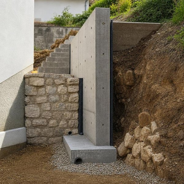 Mur de soutènement à Reims