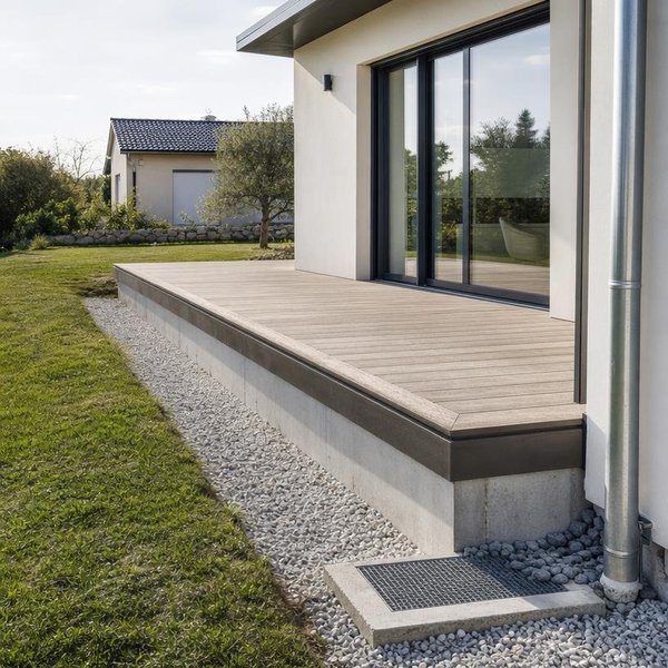 Terrasse sur plots à Reims : niveaux, seuils et écoulement