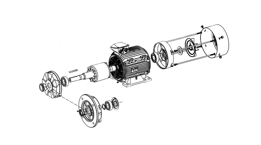 Schéma technique du moteur Leroy-Somer LS112M