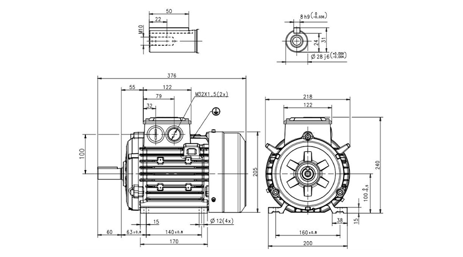 Schéma technique du moteur ABB M2BAX 90L 2