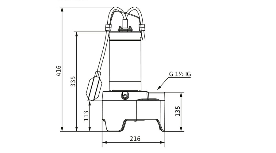 Schéma technique de la pompe Wilo Rexa MINI3