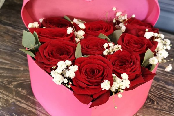 Coffret cœur de roses